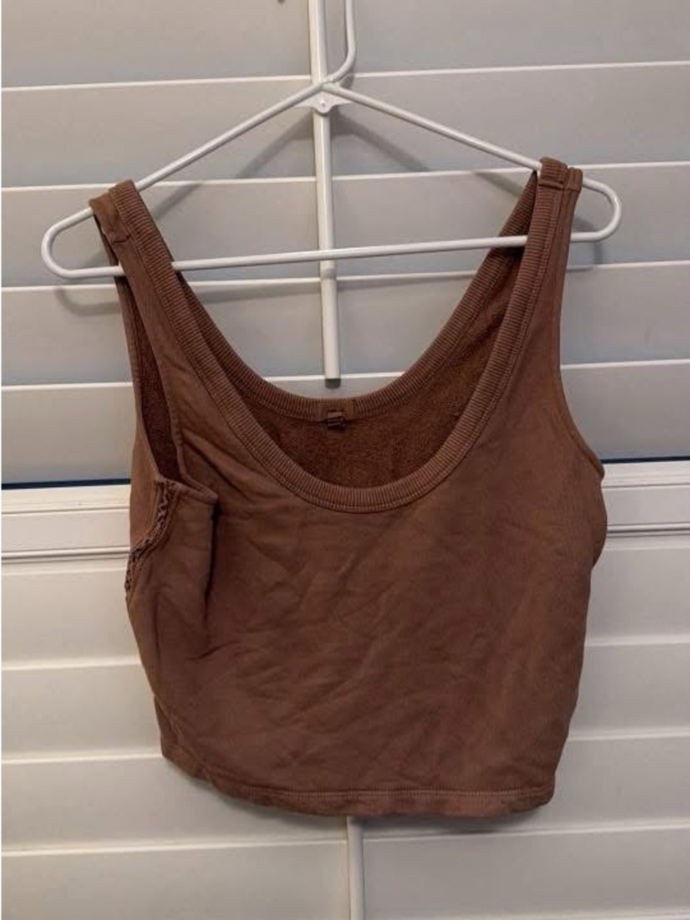 aerie Brown Rib-Trim Cropped Tank